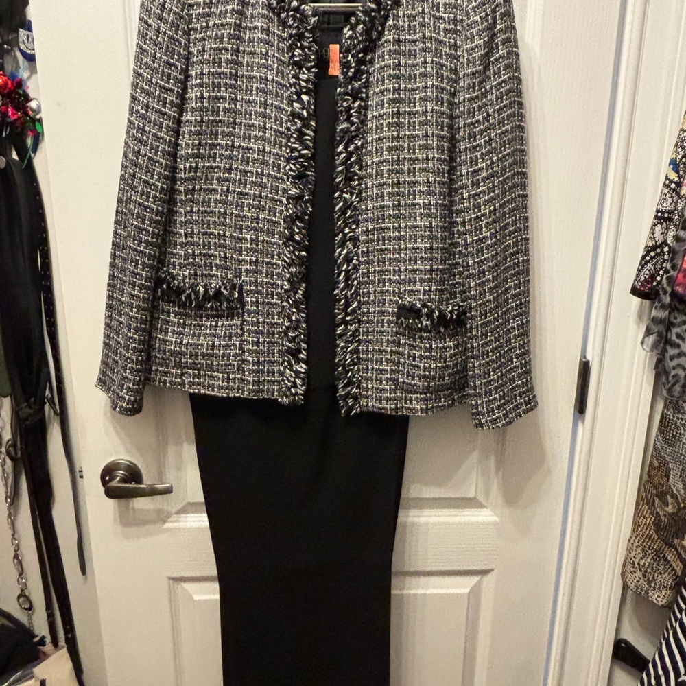 Kasper Black and White Tweed, 3 pc. Petite Suit